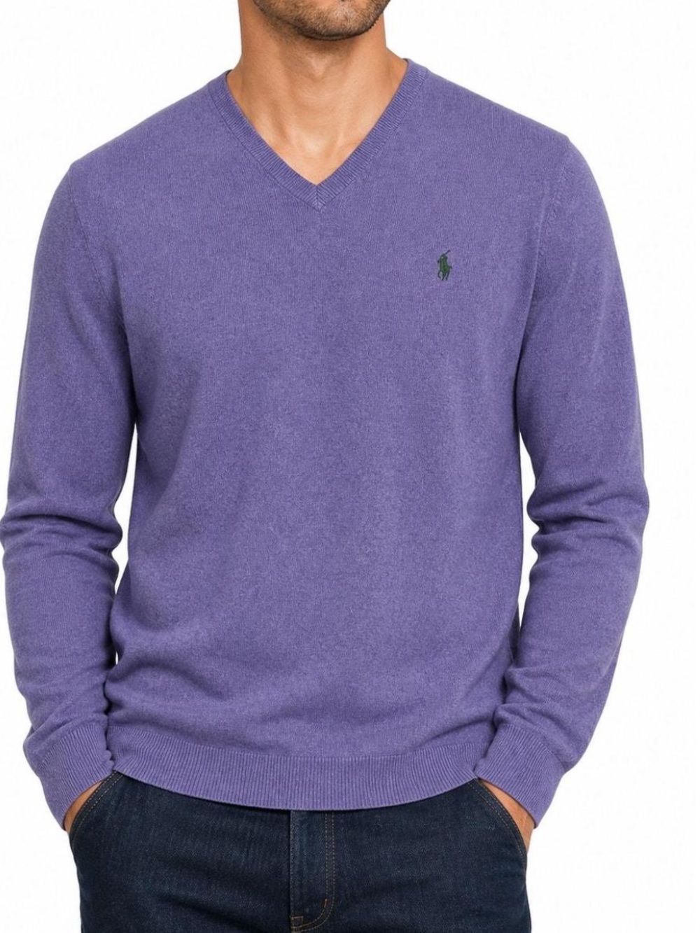 Polo by Ralph Lauren pima cotton Men's Lavender V-Neck Sweater